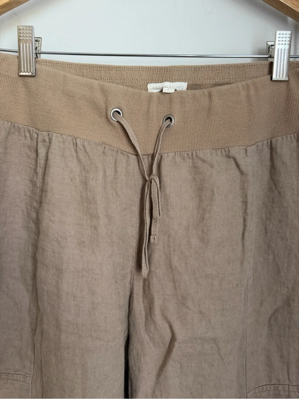 Eileen Fisher Organic Linen Wide Leg Pants Size Small Neutral Tan - Picture 3 of 10